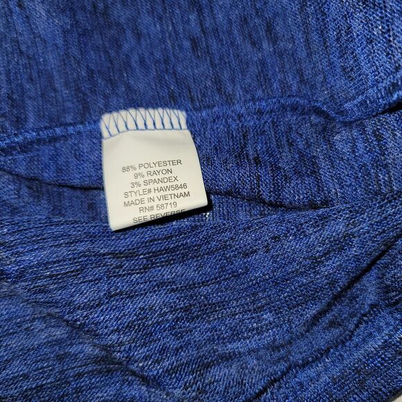 NY Collection Womens Long Sleeve Cowl Neck Pullover with Buttons Royal M Sweater - Picture 6 of 7